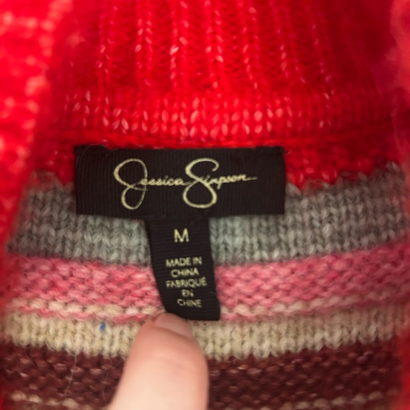NEW Jessica Simpson Striped Red and Pink Women's Sweater - Picture 4 of 5
